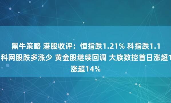 黑牛策略 港股收评：恒指跌1.21% 科指跌1.11% 科网股跌多涨少 黄金股继续回调 大族数控首日涨超14%